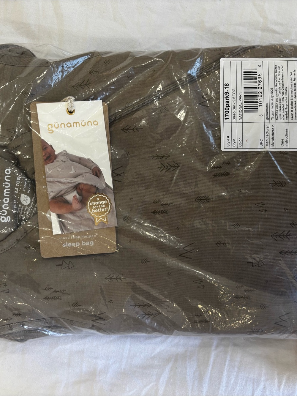 Günamuna Kids Sleep Bag — Olive Brown with Arrow Print
